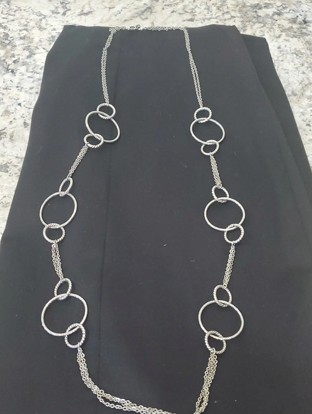 KENDRA SCOTT Silver Multi-Ring Long Necklace - Women Jewelry